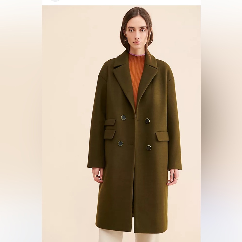 NVLT Jaci relaxed overcoat | Olive Double-Breasted Women's Military Coat